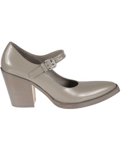 Prada Buckle Sided Block-heeled Pumps - Gray
