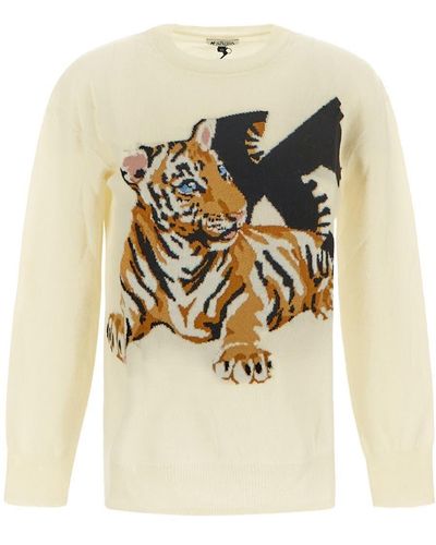 Krizia Tiger Knit Sweater - White