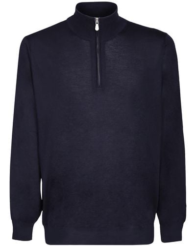 Brunello Cucinelli Zip Fastening Sweater - Blue