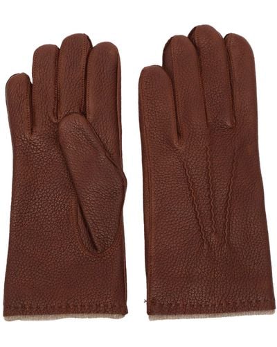 Orciani Grained Leather Gloves - Brown