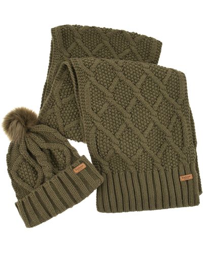 Barbour Ridley Cap And Scarf Set - Green