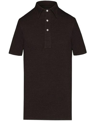 Maison Margiela Collared Knit Polo Shirt - Black