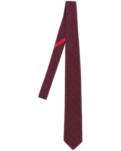 Ferragamo Printed Tie Ties, Papillon - Purple