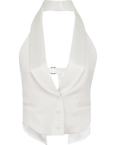 Jonathan Simkhai Albany Shawl Lapel Vest - White