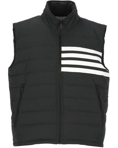 Thom Browne 4 Bars Quilted Padded Gilet - Black