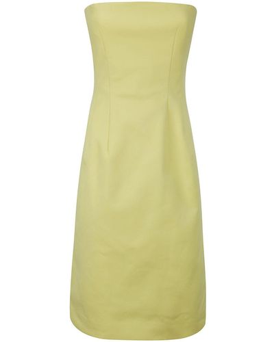 Sportmax Zip Detailed Strapless Dress - Yellow