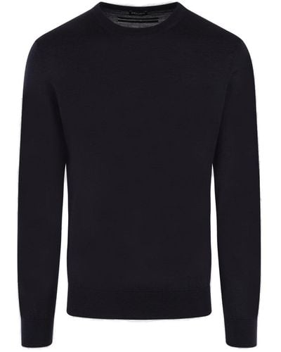 Zegna Long-Sleeved Crewneck Sweater - Blue