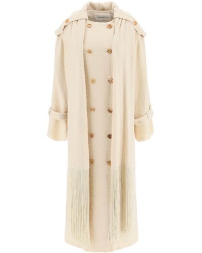 By Malene Birger Aspen Boucle Wool Long Coat With Scarf - Natural