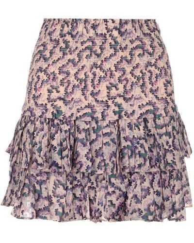 Isabel Marant Allover Floral Printed Ruffled Mini Skirt - Multicolour