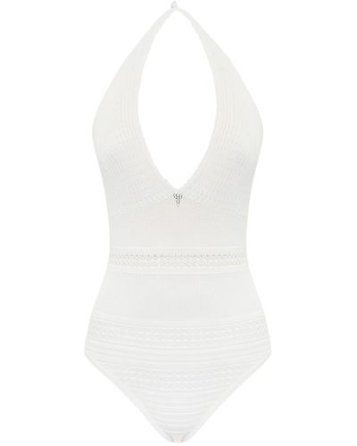 Twin Set Lace Effect Knitted Bodysuit - White
