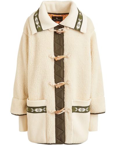 Etro Woman White Coat With Frogs - Multicolor