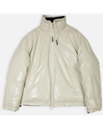 DIESEL W-jupit Giacca Off White Shiny Nylon Puffer Jacket - W Jupit Jacket - Natural