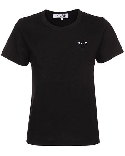 Comme des Garçons Heart Embroidered T-shirt - Black