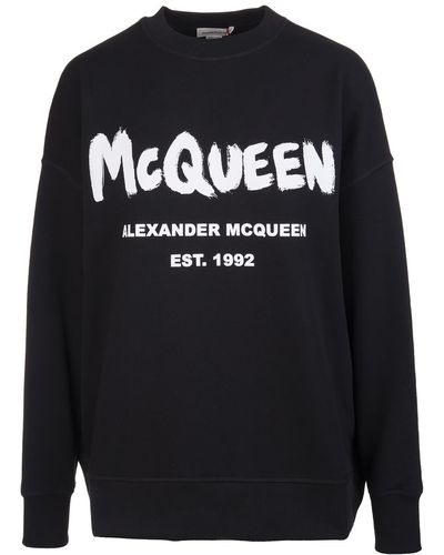 Alexander McQueen Woman Black Mcqueen Graffiti Sweatshirt