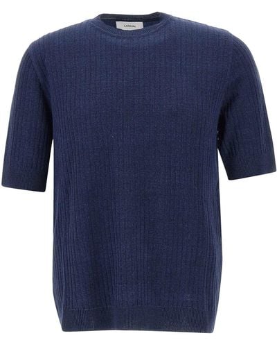 Lardini Linen And Cotton T-Shirt - Blue