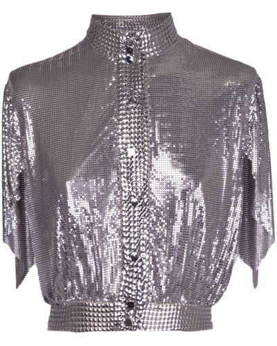 Rabanne Perforated Shirt In Metal Knit - Multicolor