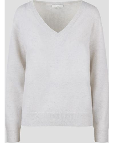 Vince Cashmere Weekend V-neck Sweater - White