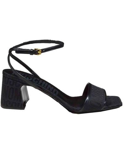Moschino Logo-jacquard Square Toe Sandals - Black