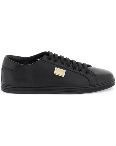 Dolce & Gabbana Leather 'saint Tropez' Sneakers - Black