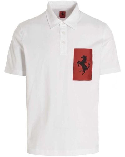 Ferrari Label Pocket Polo Shirt - White