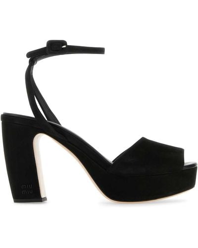 Miu Miu Suede Sandals - Black