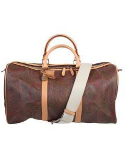 Etro Travel Bag Made Of Paisley Jacquard Canvas - Brown