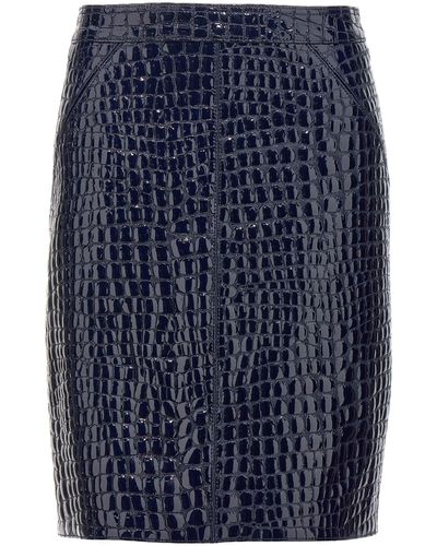 Tom Ford Croc Print Skirt Skirts - Blue