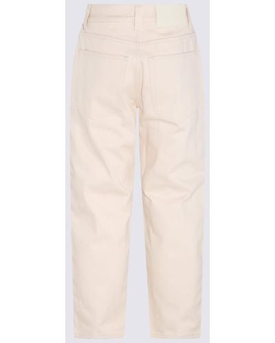 Sunnei Ecru Stripes Cotton Trousers - Natural
