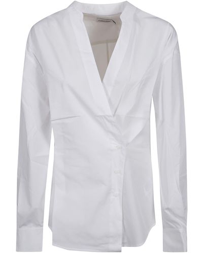 Calvin Klein V-Neck Wrap Shirt - White