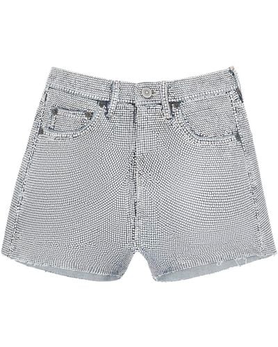 Maison Margiela Shorts In Rhinestone Studded Denim - Grey