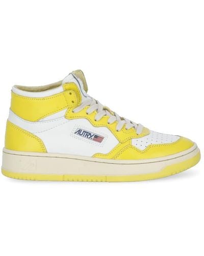 Autry Leather High Sneakers - Yellow