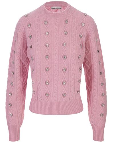 Rabanne Pullover With Crystals - Pink
