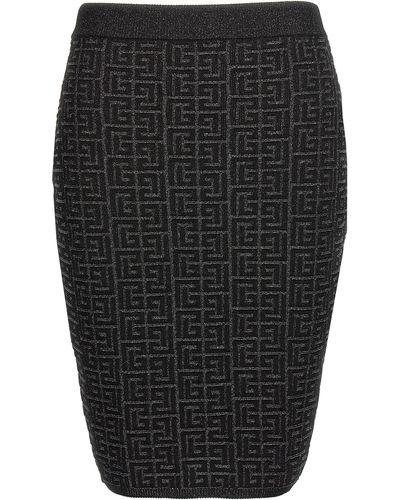 Balmain Monogram Skirt - Black