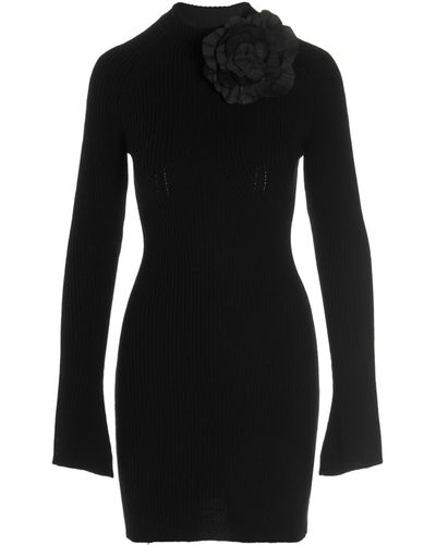 Blumarine Flower Pin Ribbed Dress - Black