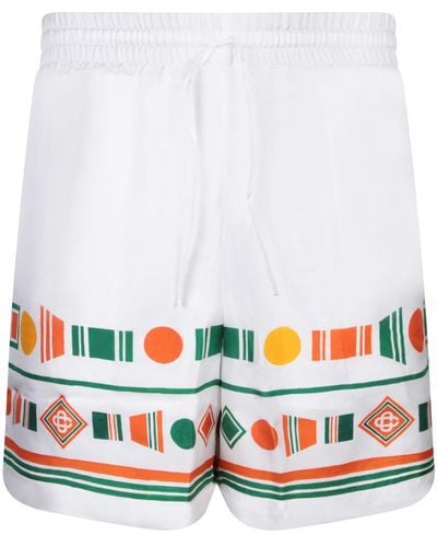 Casablancabrand Silk Bermuda Shorts With Patterns - White