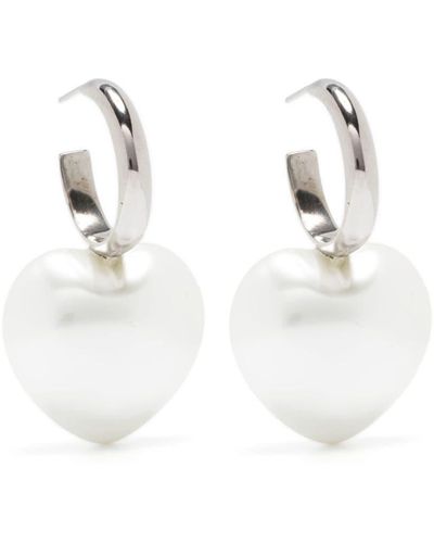 Simone Rocha Faux-pearl Heart Hoop Earring - White