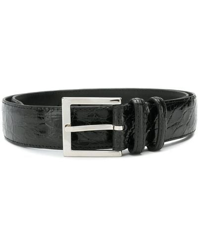 Orciani Cocco Fianco Lucido Classic Leather Belt - Black
