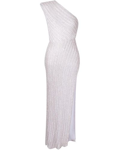 RAISA & VANESSA One Shoulder Sequin Maxi Dress - White