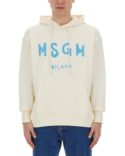 MSGM Sweatshirt With Brushed Logo - White