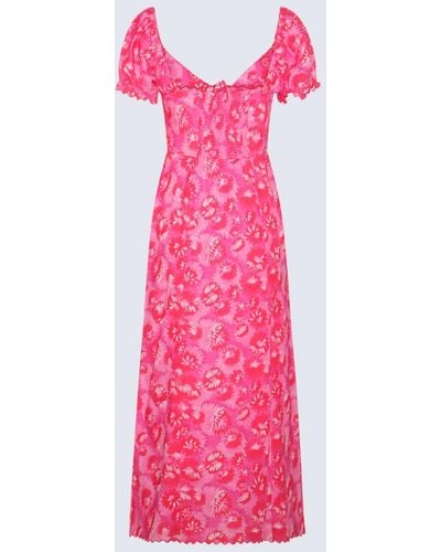 RIXO London Multicolor Linen-Viscose Blend Briella Dress - Pink