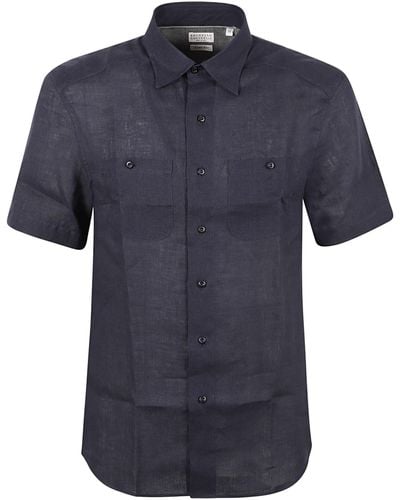 Brunello Cucinelli Pocket-patch Button-up Shirt - Blue