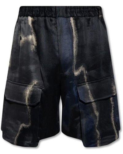 Fendi Linen And Cotton Shorts - Black