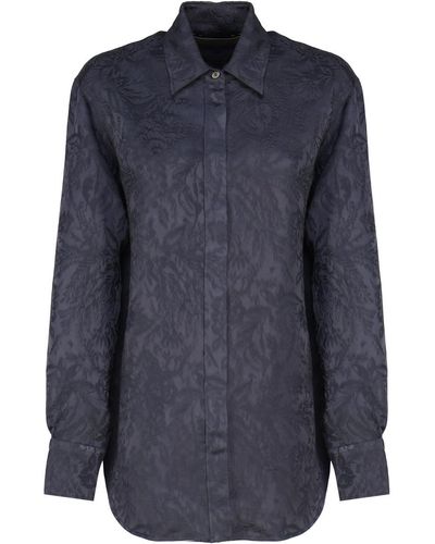 Golden Goose Jacquard Shirt With All-over Toile De Jouy Motif - Blue