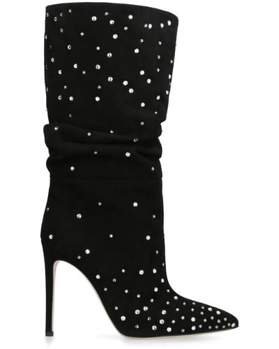 Paris Texas Holly Suede Knee High Boots - Black