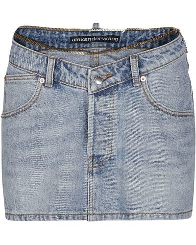 Alexander Wang Chain-Embellished Denim Mini Skirt - Blue