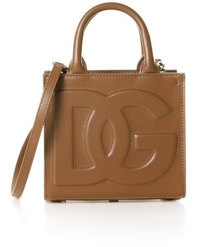 Dolce & Gabbana Shopping Dg Daily Mini In Leather - Brown