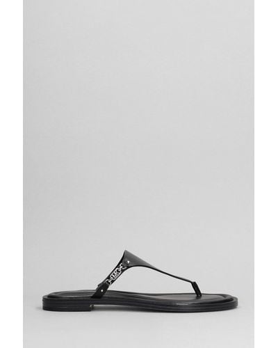 Michael Kors Daniella Flat Flats In Black Leather - Gray