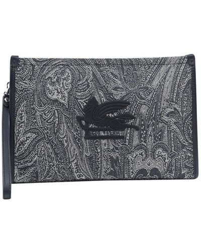 Etro Large Paisley Pouch - Gray