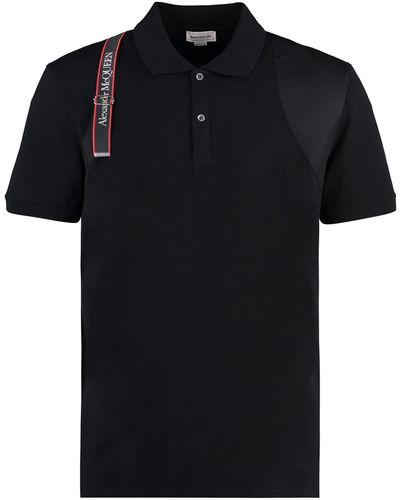 Alexander McQueen Cotton-Piqué Polo Shirt - Black