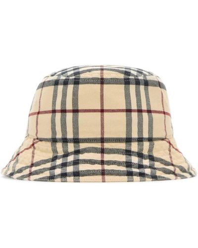 Burberry Embroidered Cotton Bucket Hat - Natural